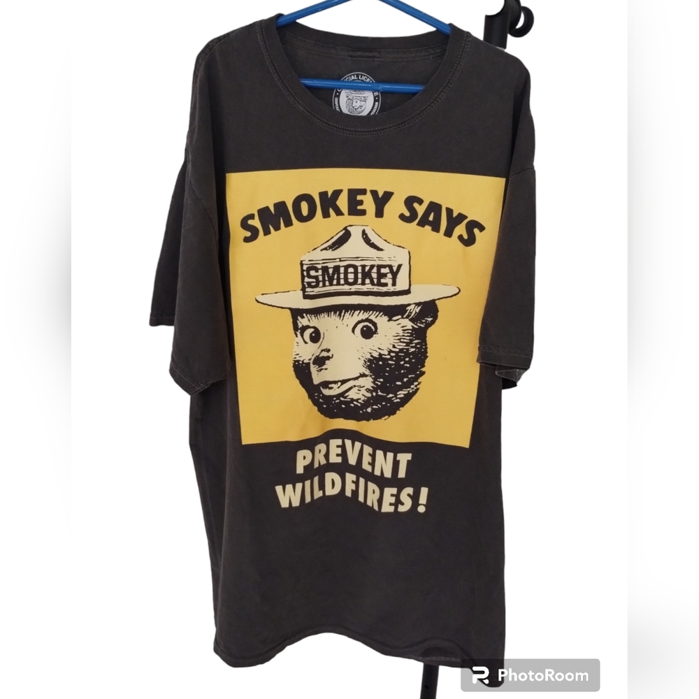Rare Vintage Smokey Says Prevent Wildfires Gray Short Sleeve T Shirt - Size S